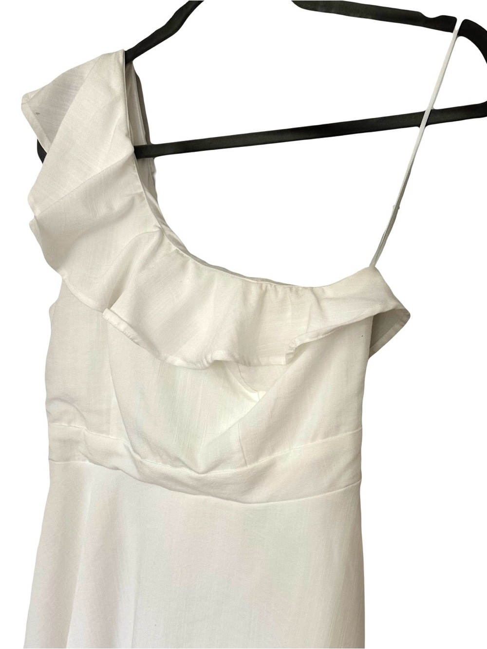 One-Shoulder Ruffle Dress - White - Picture 3 of 4